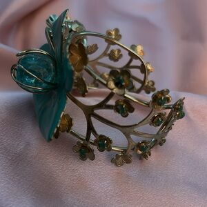 Cuff bracelet with matching stretchable ring